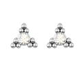 Macro shot of silver triangle stud earrings with central Czech crystal stone inlay - Triangle Bead Style (Style 8) / Silver