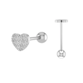 Détail de piercings en forme de cœur en acier inoxydable avec texture scintillante - Cœur / Acier