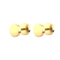Detalle de pendientes de acero inoxidable dorado mate con textura cepillada y diseño de disco - Dorado