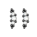 Detail of black plated ear climbers featuring polished beads and clear zircon stones - Gradient Arc Style (Style 3) / Black