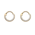 Detail of 18K gold stainless steel hoops with micro-pave white zircon stones - Zircon Gold