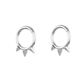 Polished stainless steel clicker nose ring featuring three sharp punk style cone studs - Steel