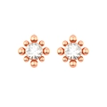 Macro shot of rose gold stud earrings featuring clear Czech crystals in a flower design - Starburst Flower Style (Style 2) / Rose Gold