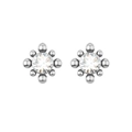Macro detail of starburst silver earrings with round cubic zirconia and small metal spheres - Starburst Flower Style (Style 2) / Silver