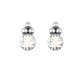 Macro view of sterling silver stud earring featuring round clear crystal and metal beads - Vertical Bead Style (Style 5) / Silver