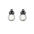 Macro shot of stylish ear studs featuring a clear round stone with black metallic spheres - Vertical Bead Style (Style 5) / Black