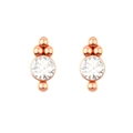 Detailed close-up of rose gold stud earrings featuring clear Czech zircon and metal beads - Geometric Rhinestone Style (Style 4) / Rose Gold