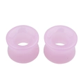 Paire d'écarteurs d'oreilles en verre translucide rose clair au design évasé - 8mm / Rose