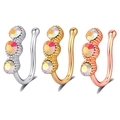 Lot de 3 clips de nez en U sans perçage avec zircons aurore en argent or et or rose - Or / Style Triple Gemme AB (2553)