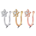 Lot de trois faux piercings de nez en forme d'étoile avec zircons en trois couleurs - Or / Style Forme Étoile (2554)