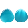 Blue cat eye stone heart-shaped ear plugs body jewelry in polished finish - 6mm Cat's Eye Stone