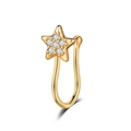 Detail view of gold star nose clip with sparkling cubic zirconia on a white background - Star Style / Gold
