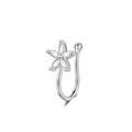 Close-up of silver U-shaped non-piercing nose clip with five-petal marquise zircon flower - 5-Petal Marquise Flower (2725) / Silver