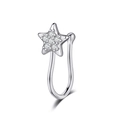 Macro di finto piercing al naso a stella d'argento con brillanti cristalli di zirconia - Stile Stella / Colore acciaio