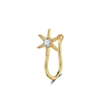 Detail of a gold-plated hexagram fake nose ring featuring a central sparkling zircon stone - Hexagram Star (2729) / Gold