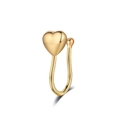 Dettaglio di un polsino per naso dorato a forma di cuore con estremità a sfera lucida - Stile Cuore Liscio / Oro