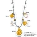 French vintage style shell and pearl pendant necklace with adjustable blue braided cord - Blue Gold Braided (CK1384)