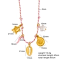 Collier d'été coloré avec pendentifs tortue de mer dorée, coquillage et étoile - Tressé Rose Blanc (CK1387)