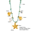 Starfish and shell pearl necklace with adjustable woven cord for women in ocean style - Blue Yellow Green Braided (CK1386)