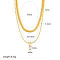 Double-layered 18K gold plated stainless steel necklace set with crystal pendant - Double Layer Snake Chain With White Rectangle Zirconia