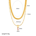 Double layer 18K gold plated steel necklace with pink zircon pendant and 3mm snake chain - Double Layer Snake Chain With Pink Rectangle Zirconia