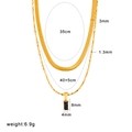 Double layered 18K gold stainless steel snake chain necklace with black gemstone pendant - Double Layer Snake Chain With Black Rectangle Zirconia