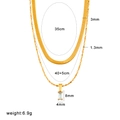 Collana a strati in acciaio inossidabile placcato oro 18K con ciondolo in zircone dorato - Catena a Serpente Doppio Strato Con Zirconia Rettangolare Blu Lago