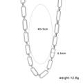 Silberne Büroklammer-Halskette aus Edelstahl 6,5mm Breite 45+5cm Länge für Damen - Büroklammer-Stil Kette (CK1405) / Breite 6.5mm / Silber