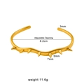 Bracciale a onde in acciaio al titanio placcato oro 18K con borchie punk metalliche - Stile Cerchio Ondulato / Larghezza 5mm Altezza Punta 7mm Diametro Interno 6.2cm Spessore 3mm / Oro