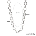 Minimalistische silberne Titanstahlkette mit ovalen Gliedern und 45+5cm Länge - Oval Alternierende Gliederkette (CK1407) / 10mm Breite / Silber