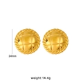 24mm gold plated stainless steel quilted stud earrings with rope border and 14.4g weight - 24mm / Gold Quilted Style (CK1236)