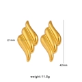 18k gold plated stainless steel wave earrings with 3D spiral texture 21x42mm - Wavy Flame Shell Style (CK34) / Gold