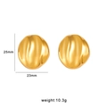 Golden irregular wavy disk stud earrings in vintage stainless steel with size specs - Irregular Rippled Disc Style (CK54) / Gold