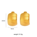 18k gold plated stainless steel chunky hoop earrings with ribbed texture design - Horizontal Ribbed Semicircle Style (CK87) / Gold