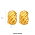 18k gold plated stainless steel spiral geometric stud earrings measuring 32mm by 20mm - Spiral Swirl Curved Style (CK105) / Gold