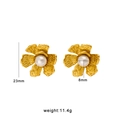 Vintage Blumen-Ohrstecker aus mattem Gold mit Perlenbesatz inklusive Maßen und Gewicht - Perlen-Blumen-Stil (CK35)