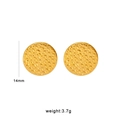 Golden titanium steel stud earrings with embossed texture and 14mm round geometry - Hammered Style (CK123-Gold-14mm)