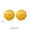 25mm large hammered gold-plated stainless steel round stud earrings with ripple texture - Ripple Hammered Style (CK267-Gold)
