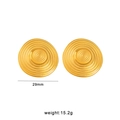 29mm vintage 18K gold plated titanium steel geometric round earrings with ripple texture - 3D Concentric Circle Style (CK446-Gold)