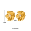 Vintage goldene Blumenstecker mit weißer Perle und strukturierter Metalloberfläche - Gold Perlen Blumen Stil (CK204)