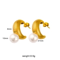 18K gold plated C-shape wrinkled earrings with 10mm pearl and green gemstone - Red Rhinestone Artificial Pearl Earrings (CK16)
