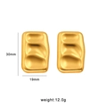 Gouden rechthoekige oorbellen met golfpatroon, hoogte 30mm en breedte 19mm - Watergolf Geplooide Rechthoekige Stijl (CK161) / Goud