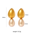 Boucles d'oreilles goutte d'eau dorées à deux étages avec étiquettes de dimensions - Boucles d'oreilles en perles artificielles en forme de goutte d'eau (CK59)