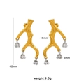 Boucles d'oreilles dorées en forme de branche avec zircons et détails de dimensions - Boucles d'Oreilles Zirconium Branche (CK107)