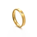 Detail of gold-plated stainless steel ring with brushed finish and inlaid zircon stone - US 6 / Female Style / Gold