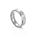 Polished silver stainless steel ring with double beveled edges and a single zircon stone - US 6 / Male Style / Silver