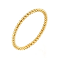 Minimalist 18K rose gold twisted rope ring in polished stainless steel for women - Size 7 / Gold
