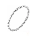 Macro detail of a minimalist silver twisted rope ring featuring a thin braided texture - Size 7 / Silver