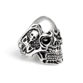 Anillo de calavera punk gótico para hombre en acero inoxidable plata vintage con gran detalle - US 10
