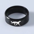 Black stainless steel ring featuring a laser-engraved running dog silhouette pattern - Size 5 / Running Dog (M273JR2010-8BK) / Black
